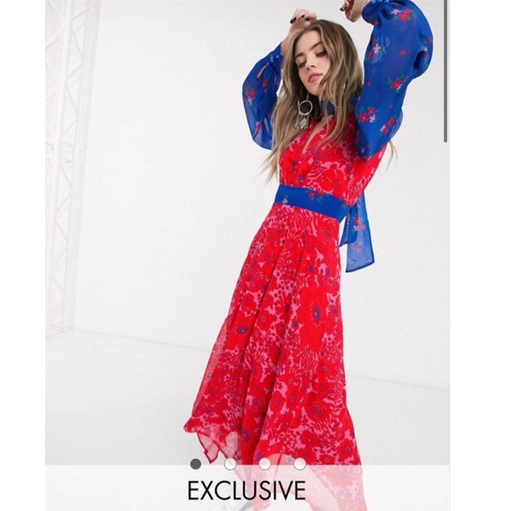 Twisted Wunder high neck floral midaxi dress